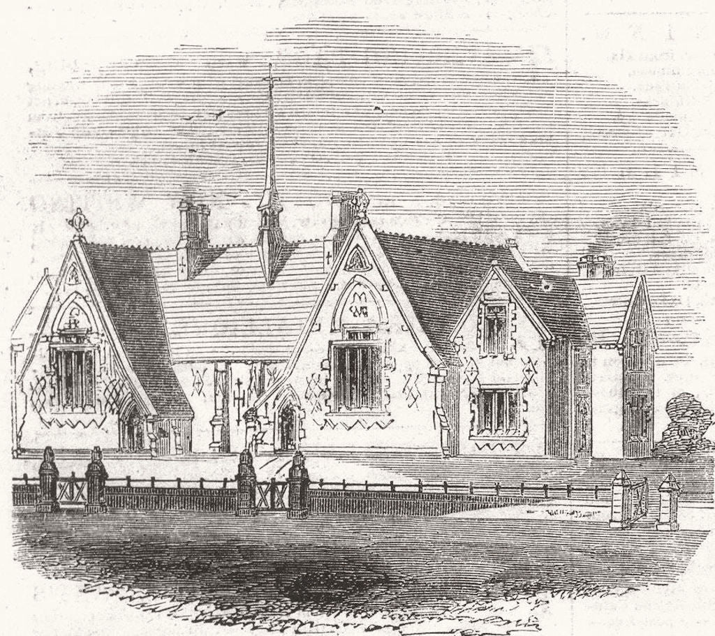 HERTS. New National Schools Hemel-Hempstead, Herts 1856 old antique print